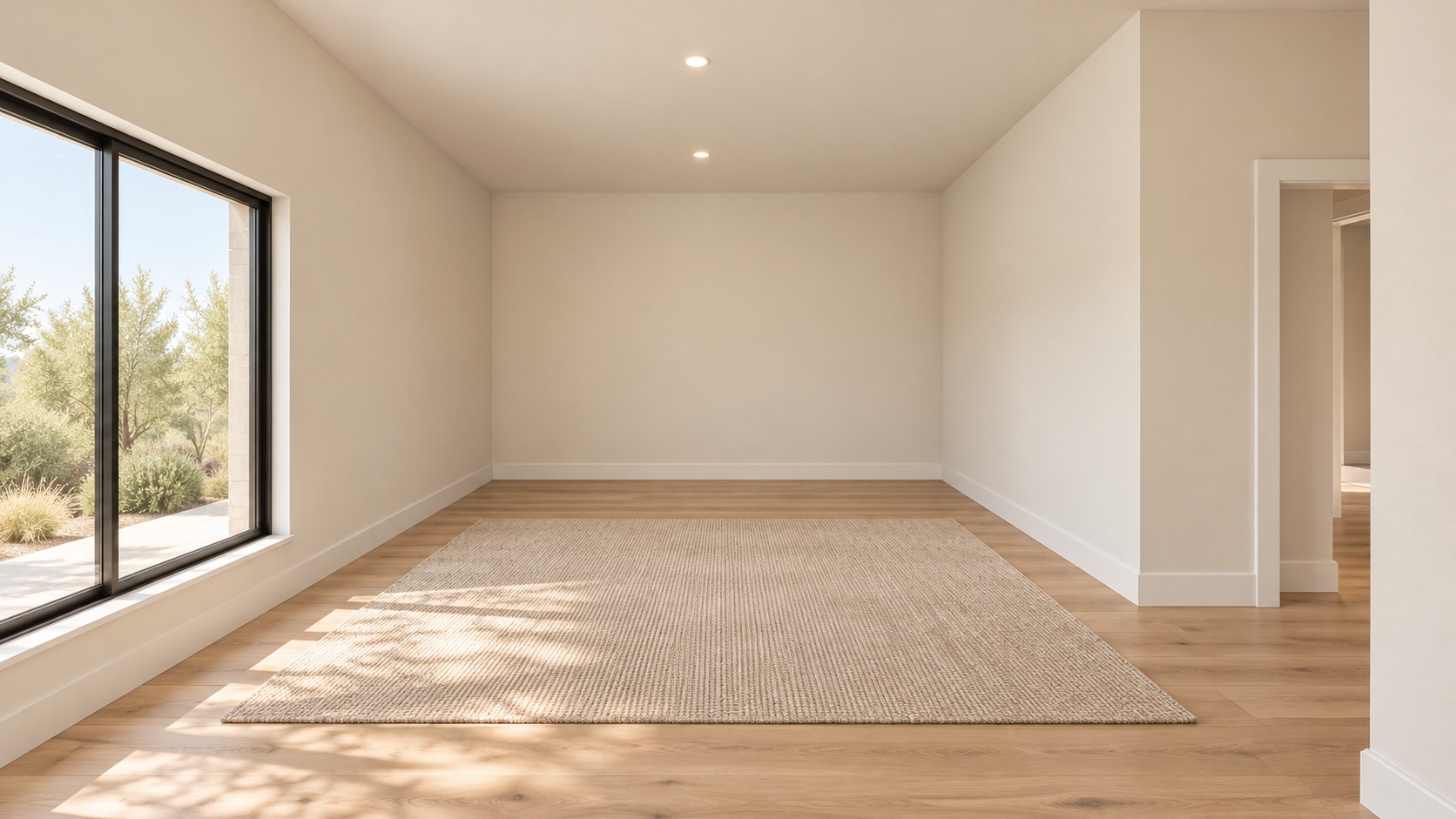 Reverse sensory-room view with the west window and hallway entrance
